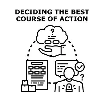 Person evaluating options for making strategic decision 库存插图