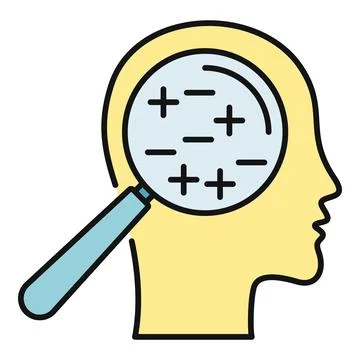 Person evaluating positive and negative thoughts inside mind Stock Illustration