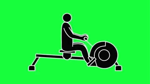 Person exercising on rowing machine against green screen Stock Footage 331506202