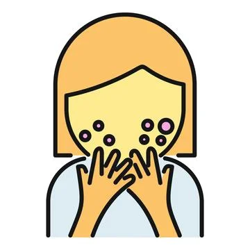 Person experiencing acne skin problem with facial blemishes Stock-Illustration