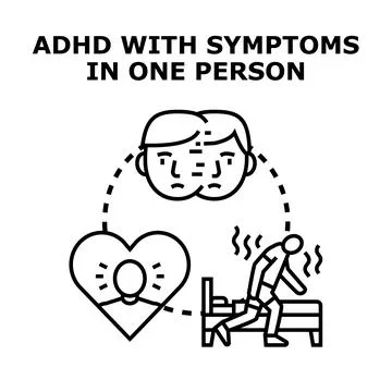 Person experiencing adhd symptoms including distraction and anxiety Stock Illustration