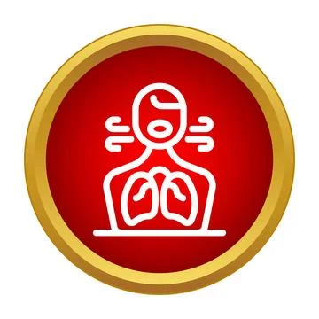 Person experiencing breathing difficulties with visible lungs icon Stock Illustration