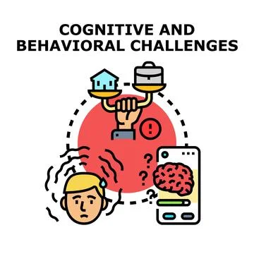 Person experiencing cognitive and behavioral challenges balancing life Stock Illustration