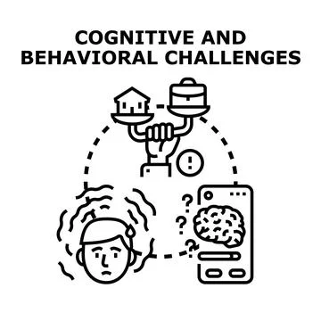 Person experiencing cognitive and behavioral challenges balancing life Stock Illustration