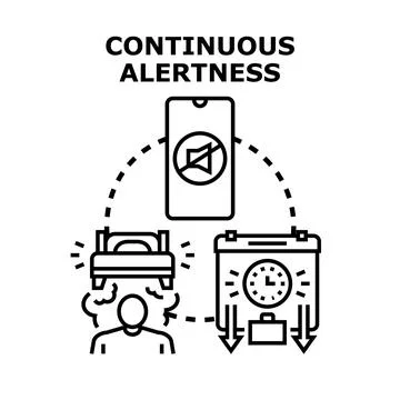 Person experiencing continuous alertness and constant work stress Stock Illustration