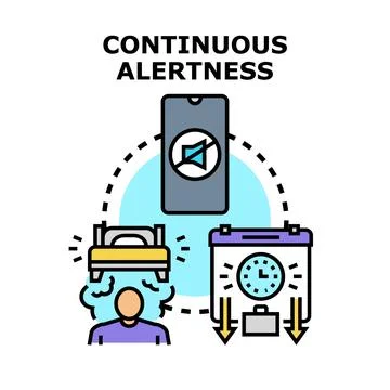 Person experiencing continuous alertness and constant work stress Stock Illustration