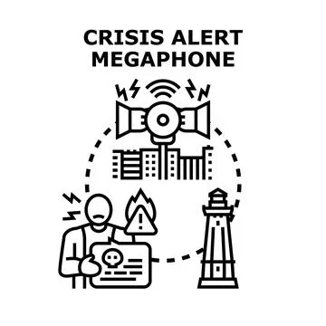 Person experiencing danger alert message from megaphone Stock Illustration
