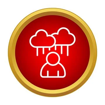 Person experiencing depression with clouds raining over head Ilustração Stock