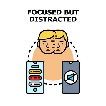 Person experiencing distraction from digital devices focusing Stock Illustration