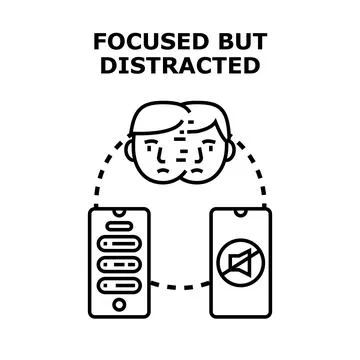 Person experiencing distraction from digital devices focusing Stock Illustration