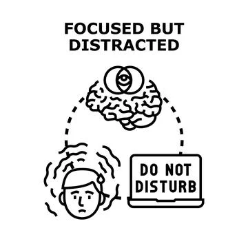 Person experiencing focus and distraction imbalance performing tasks Stock Illustration