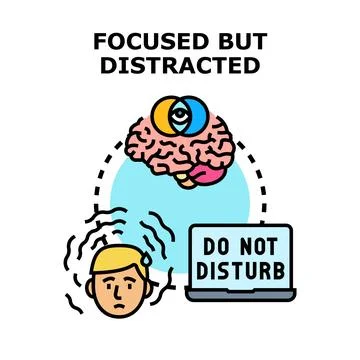 Person experiencing focus and distraction imbalance performing tasks Stock Illustration