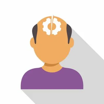 Person experiencing fragmented thinking with broken gear in head Stock Illustration