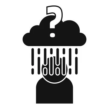 Person experiencing information overload with raining data and question mark Stock Illustration