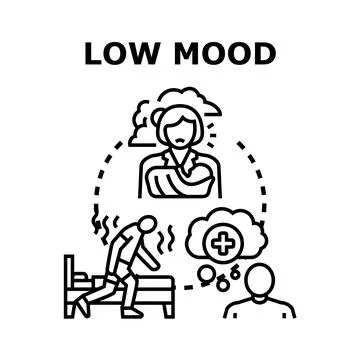 Person experiencing low mood, thinking about problems Иллюстрация