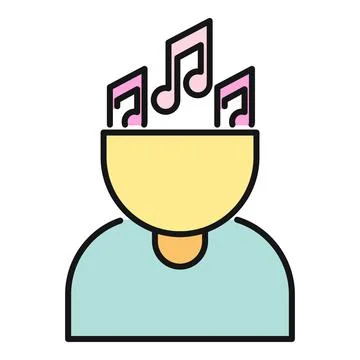 Person experiencing music in head, creative thoughts flowing Stock Illustration