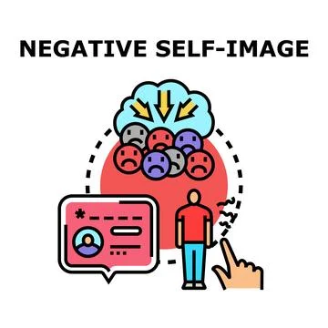 Person experiencing negative self image and mental health concept Stock Illustration