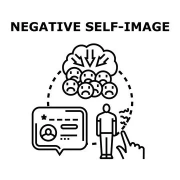 Person experiencing negative self image and mental health concept Stock Illustration