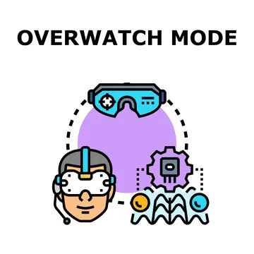 Person experiencing overwatch mode virtual augmented reality Stock Illustration