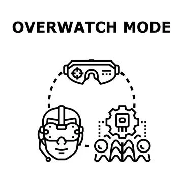 Person experiencing overwatch mode virtual augmented reality Stock Illustration