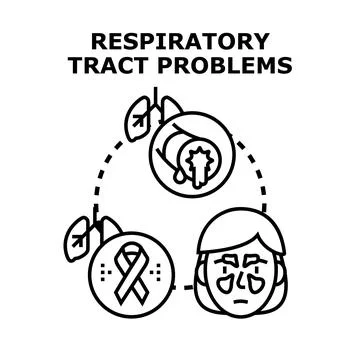 Person experiencing respiratory tract problems concept Stock Illustration