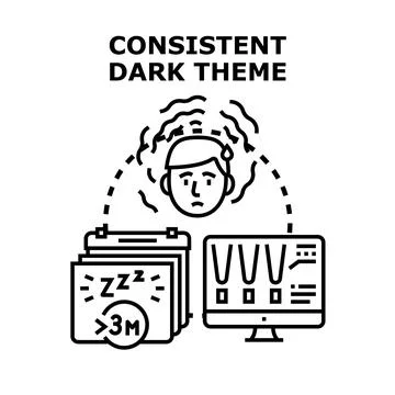 Person experiencing stress from consistent dark theme Stock Illustration