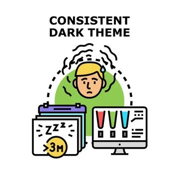 Person experiencing stress from consistent dark theme Stock Illustration