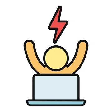 Person experiencing stress while working with laptop イラスト素材