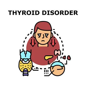 Person experiencing thyroid disorder symptoms and diagnosis process Stock Illustration