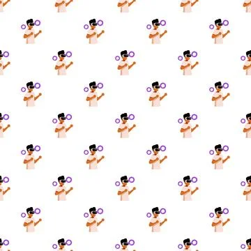 Person experiencing virtual reality metaverse seamless pattern イラスト素材
