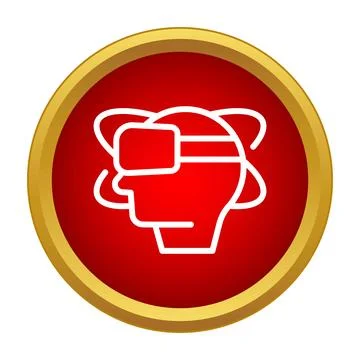 Person experiencing virtual reality in a red circle icon Stock Illustration