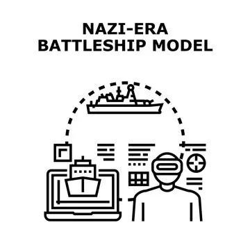 Person experiencing virtual reality simulating battleship model Stock Illustration