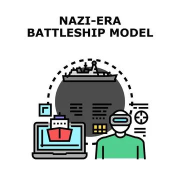 Person experiencing virtual reality simulating battleship model Stock-Illustration