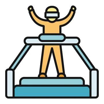 Person experiencing virtual reality using vr treadmill Stock Illustration