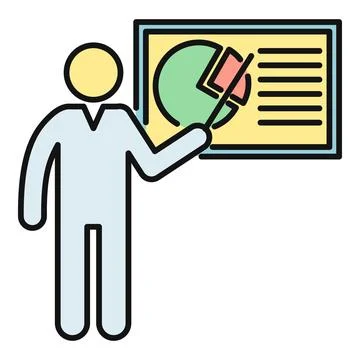Person explaining business data showing chart presentation Illustrazione stock
