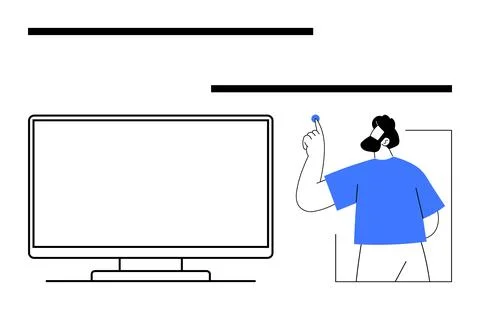 Person Explaining Concept on Blank Screen with Pointer and Simplified Desig.. Stock Illustration