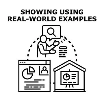 Person explaining concepts using real world examples Stock Illustration
