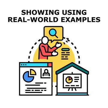 Person explaining concepts using real world examples Stock Illustration