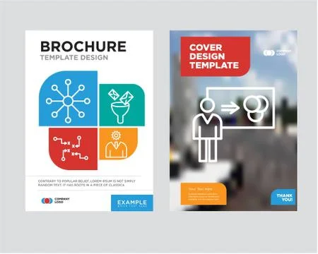 Person explaining data brochure flyer design template Stock Illustration