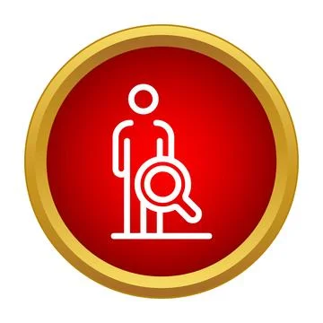 Person exploring candidate profile icon in red circle Stock Illustration