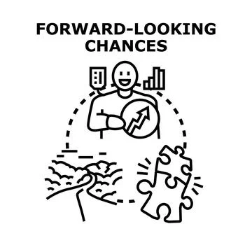 Person exploring forward looking chances and problem solving Stock Illustration
