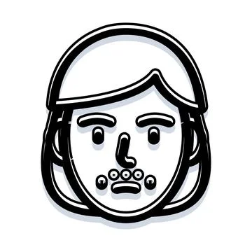 Person face drawing with unique minimal mustache Stock Illustration