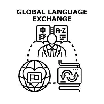 Person facilitating global language communication and learning Stock Illustration
