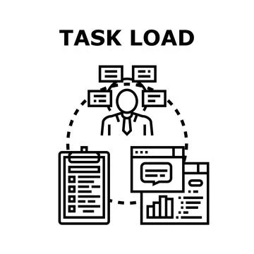 Person facing multiple tasks creating a high workload Stock Illustration