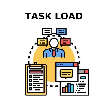 Person facing multiple tasks creating a high workload Stock Illustration