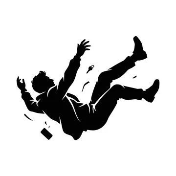 Person falling backward while holding onto another individual in mid air si.. Stock Illustration