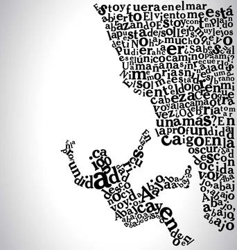 Person Falling From A Cliff Using Letters And A Calligraphy In Spanish Stock Illustration
