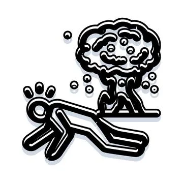 Person falling down from atomic blast impact Stock Illustration