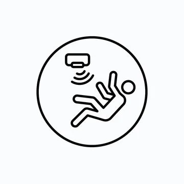 Person falling with motion sensor alert, symbolizing fall detection and saf.. Stock Illustration
