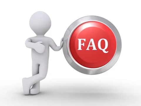 Person with FAQ button Stock Illustration